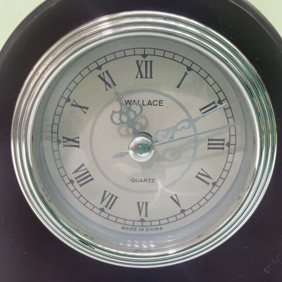 WALLACE QUARTZ VINTAGE LOOK WOOD MANTLE or Desk CLOCK 9.5" - Picture 2 of 4